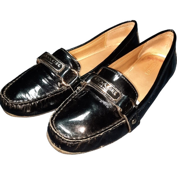 Coach Faye Black Patent Leather Driving Loafer SZ 7.5B - Picture 1 of 12